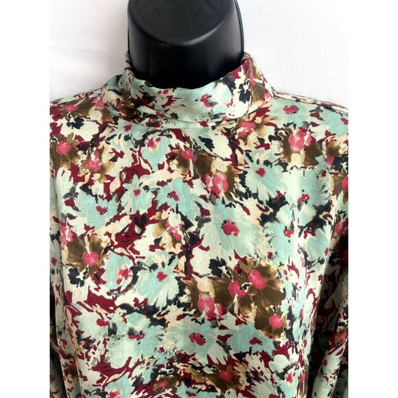 ZARA Floral Print Blouse Flowy Long Sleeve Size XS Tie Neck Romantic Cute - Picture 3 of 11
